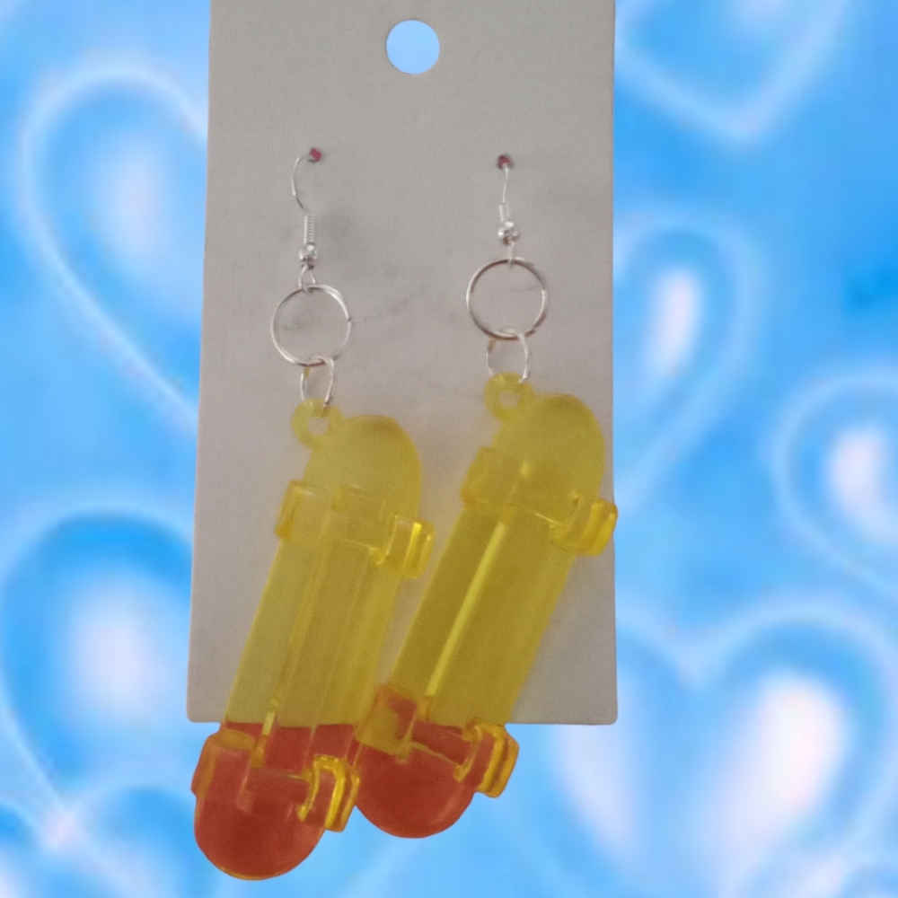 Skateboard yellow earrings